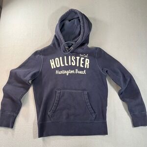 Y2K Hollister Mens Huntington Beach So Cal Pullover Hoodie Navy Blue Small